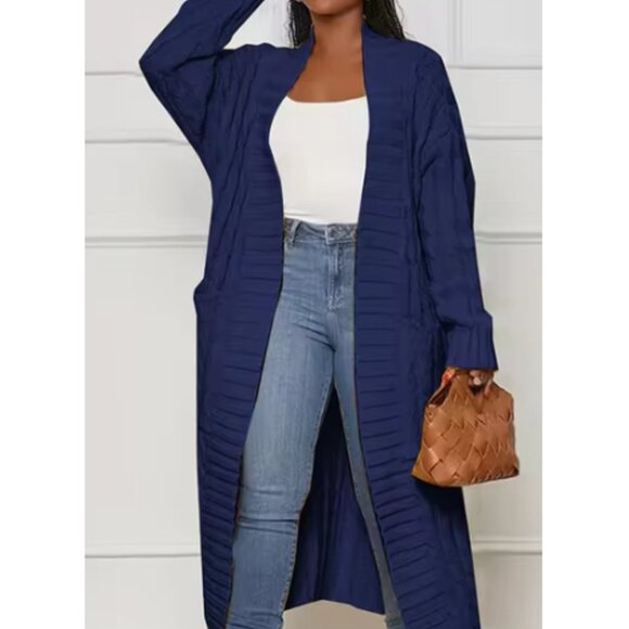 #318 MAXI CARDIGAN KNITTED SWEATER with POCKETS - Picture 2 of 6